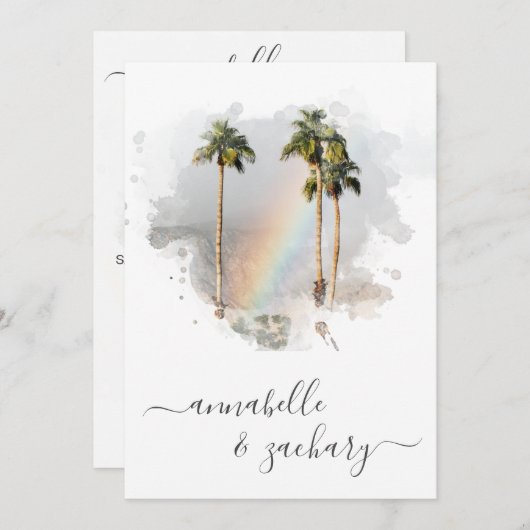 *~* FAIRE-PART DE MARIAGE + RSVP - QR TROPICAL AR1 (Devant / Derrière)