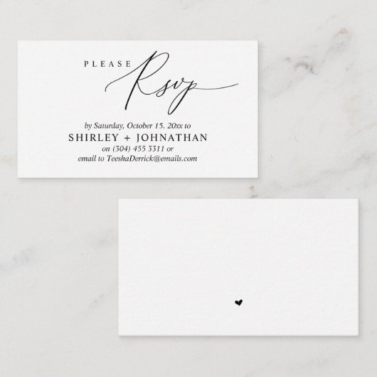 Faire-part de mariage RSVP, Rappel romantique mode (Devant / Derrière)