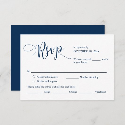 Faire-part de mariage RSVP Répondre, Carte des opt (Devant / Derrière)