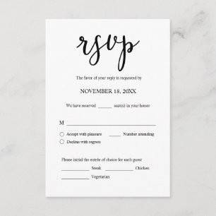 Faire-part de mariage RSVP Répondre, Carte des opt
