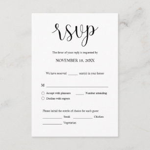 Faire-part de mariage RSVP Répondre, Carte des opt