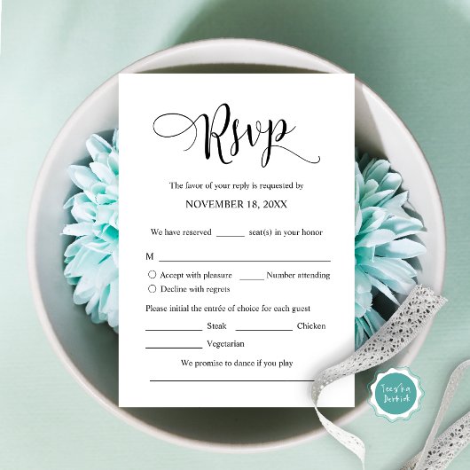 Faire-part de mariage RSVP Répondre, Carte des opt