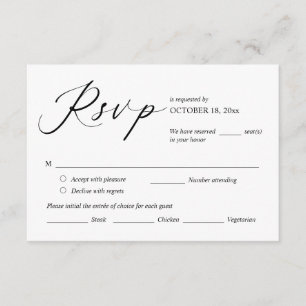 Faire-part de mariage RSVP Répondre, Carte des opt