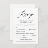 Faire-part de mariage RSVP Répondre, Carte des opt (Devant / Derrière)