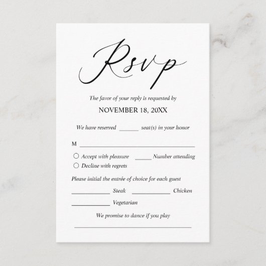 Faire-part de mariage RSVP Répondre, Carte des opt (Devant)