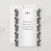 Faire-part de mariage RSVP Satin look noir appliqu (Dos)