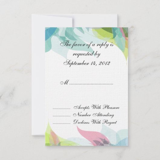 Faire-part de mariage RSVP Turquoise Abstrait (Dos)