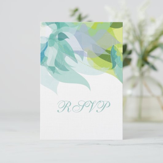 Faire-part de mariage RSVP Turquoise Abstrait (Debout devant)