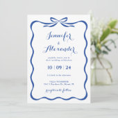 Faire-Part de Mariage Ruban Bleu (Debout devant)