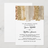 Faire-part de mariage Ruban Doré (Devant / Derrière)