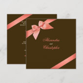 Faire-part de mariage Ruban Rouge Corail (Devant / Derrière)