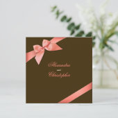 Faire-part de mariage Ruban Rouge Corail (Debout devant)