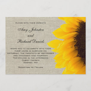 Faire-part de mariage russe de tournesol Linen