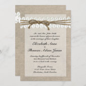Faire-part de mariage Russe Twine and Lace Burlap (Devant / Derrière)