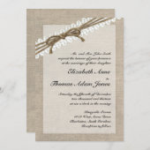 Faire-part de mariage Russe Twine and Lace Burlap  (Devant / Derrière)