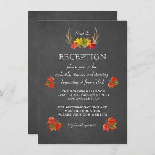 Faire-part de mariage | Rustic Antlers Fall RÉCEPT (Devant / Derrière)