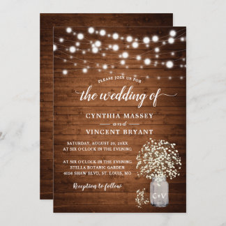 Faire-part de mariage Rustic Baby's Breath Lights