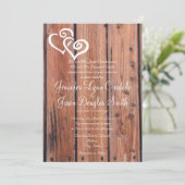 Faire-part de mariage Rustic Country Wood Hearts (Debout devant)