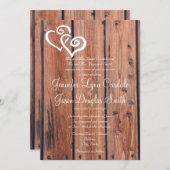 Faire-part de mariage Rustic Country Wood Hearts (Devant / Derrière)