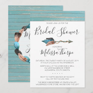 Faire-part de mariage Rustic Feathers Arrow pour B