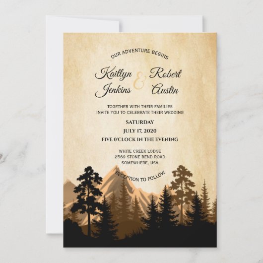 Faire-part de mariage Rustic Mountain View (Devant)