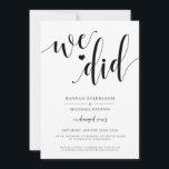 Faire-part de mariage Rustic We Did<br><div class="desc">Cette invitation présente "nous avons fait" dans un script romantique pour la façon parfaite de dire à vos amis et à votre famille que vous êtes mariés.</div>