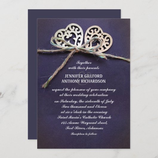 faire-part de mariage rustique (Devant / Derrière)