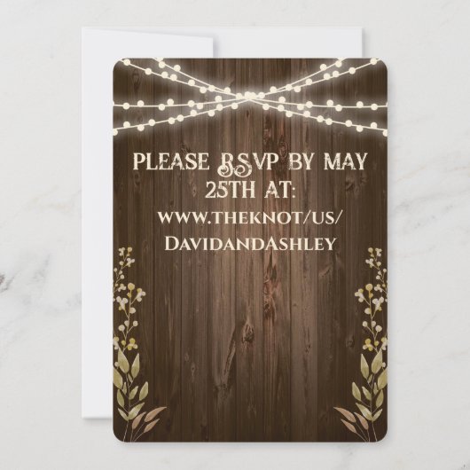 Faire-part de mariage rustique (Dos)