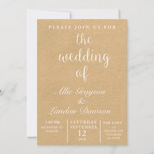 Faire-part de mariage rustique (Devant)