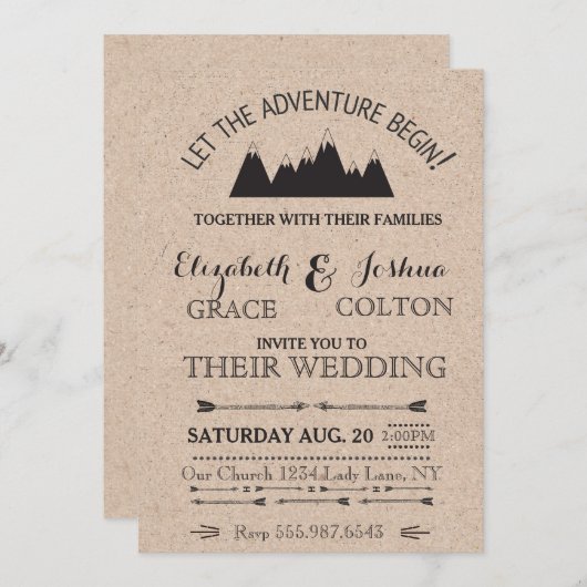 Faire-part de mariage Rustique (Devant / Derrière)