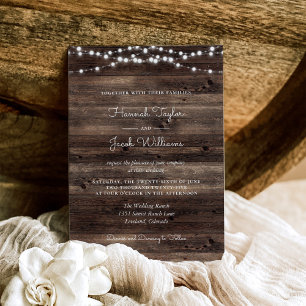 Faire-part de mariage Rustique à cordes de bois de