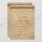 Faire-part de mariage rustique à dentelle Vintage (Devant / Derrière)