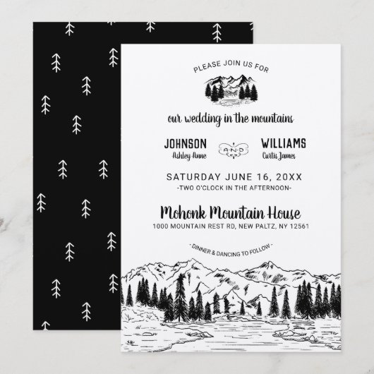 Faire-part de mariage rustique à la montagne (Devant / Derrière)