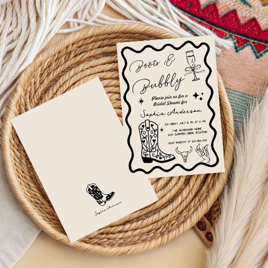 Faire-part de mariage rustique à l'aquarelle 'Boot