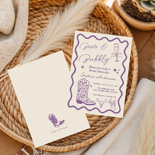 Faire-part de mariage rustique à l'aquarelle 'Boot
