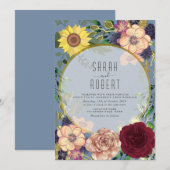Faire-part de mariage rustique aux fleurs de pêche (Devant / Derrière)