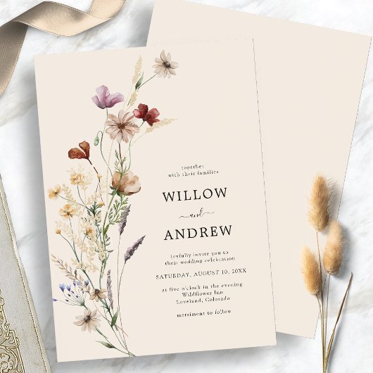 Faire-part de mariage Rustique aux fleurs sauvages