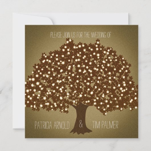 Faire-Part de Mariage Rustique avec Arbre Éclairé (Devant)