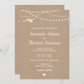 Faire-part de mariage rustique avec avion et lumiè (Devant / Derrière)