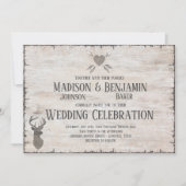 Faire-part de mariage rustique avec bois de cerf e (Devant)