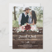 Faire-part de mariage rustique avec code QR floral (Devant)