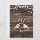 Faire-part de mariage rustique avec code QR floral (Dos)