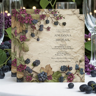 Faire-part de mariage rustique avec feuillage prin