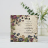 Faire-part de mariage rustique avec feuillage prin (Debout devant)