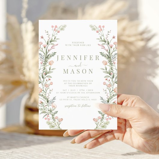 Faire-part de mariage rustique avec fleur sauvage