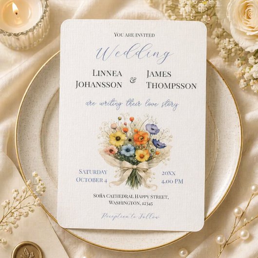 Faire-part de mariage rustique avec jardin de fleu