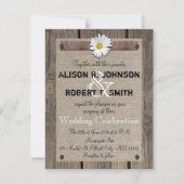 Faire-part de mariage rustique avec marguerite (Devant)