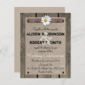 Faire-part de mariage rustique avec marguerite (Devant / Derrière)