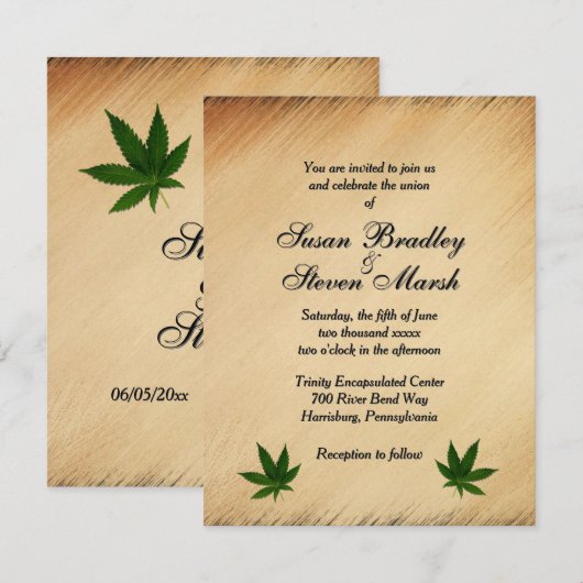Faire-part de mariage Rustique avec mauvaise herbe (Devant / Derrière)