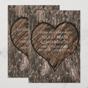 Faire-part de mariage rustique avec tronc d'arbre 